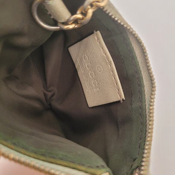 Gucci Logo Key Ring Fob Wallet Zip Pouch Monogram White Leather Compact Fair - Picture 3 of 11